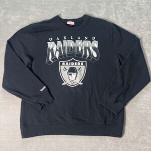 Mitchell & Ness Oakland Raiders Crewneck Sweatshirt Black Mens 2XL NFL Football
